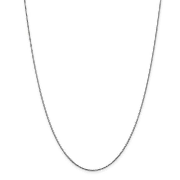 1.1mm, 14k White Gold, Round Solid Snake Chain Necklace, 24 Inch - Picture 3 of 8